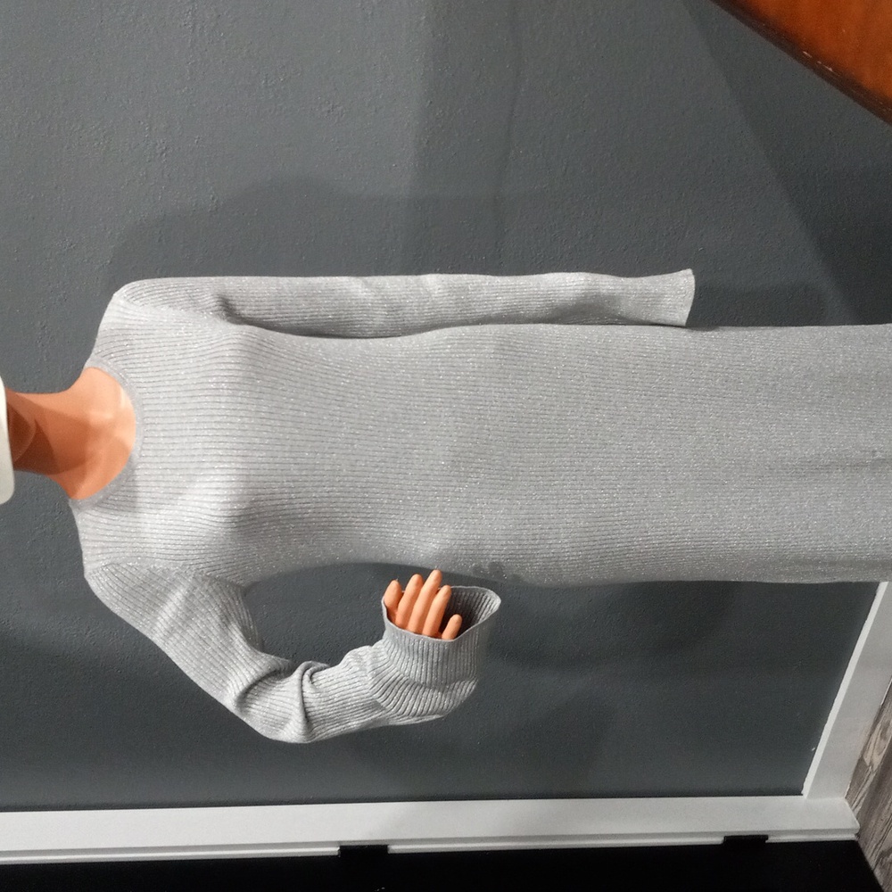 Show Me Your MuMu City Dress Sparkle Silver Knit Sweater Dress